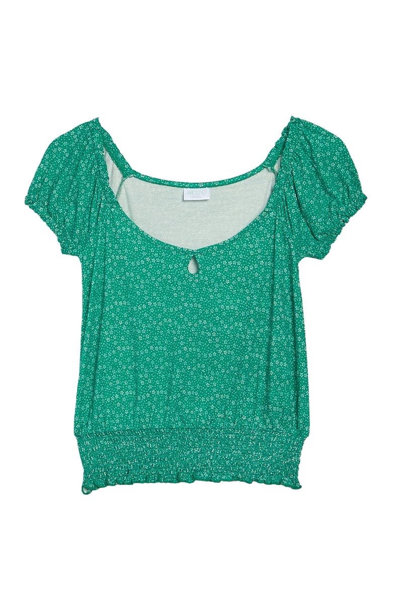 Abound Keyhole Smocked Hem Printed Top, Main, color, 