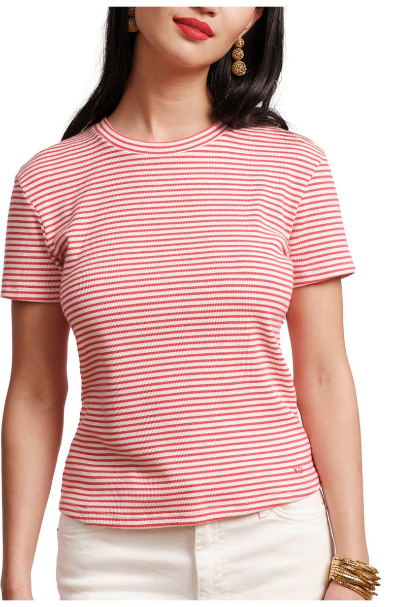 Frances Valentine Crewneck T Ribbed Stripe, Main, color, Red/White