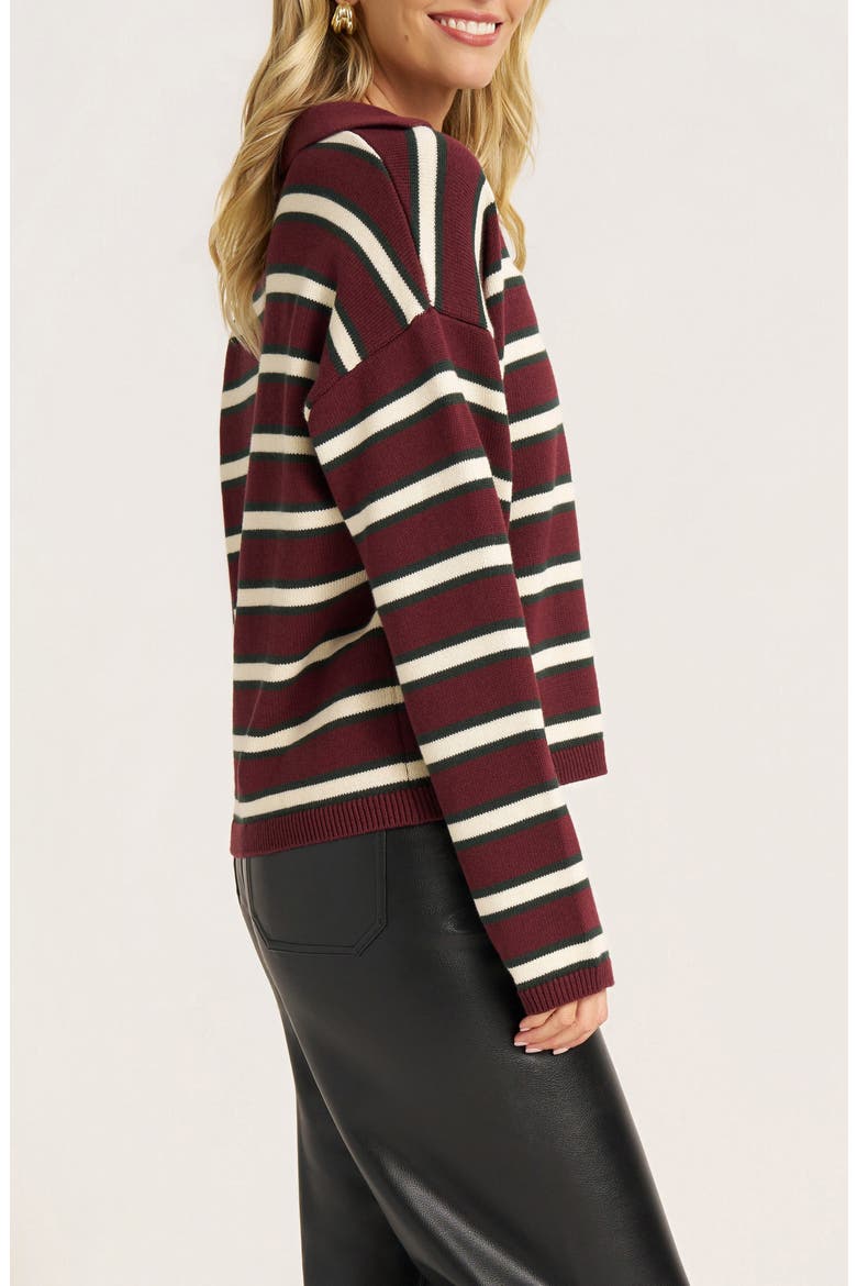 Brey Striped Henley Sweater, Alternate, color, WINE/ PINE
