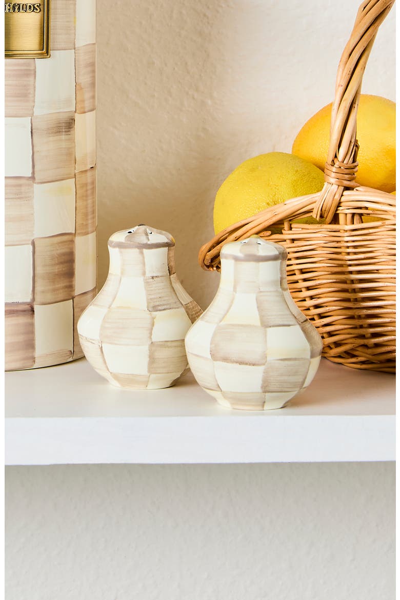 Mocha Check Salt & Pepper Shaker Set, Alternate, color, MOCHA