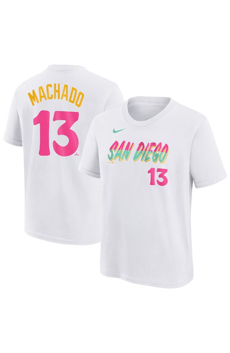 Nike Youth Nike Manny Machado White San Diego Padres Fuse City Connect Name & Number T-Shirt, Main, color, 