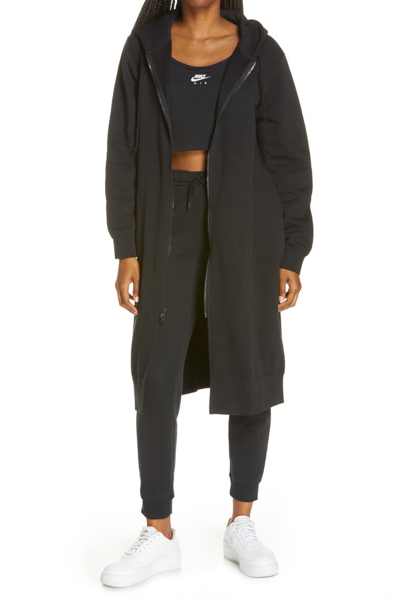 Sportswear Long Zip Hoodie, Main, color, BLACK/ WHITE