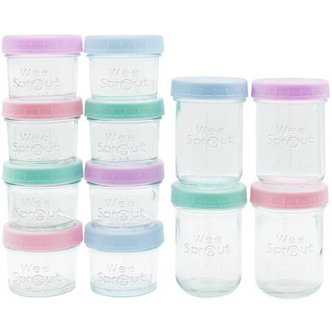 Glass Baby Food Storage Jars w/ Lids (4 oz/8 oz)