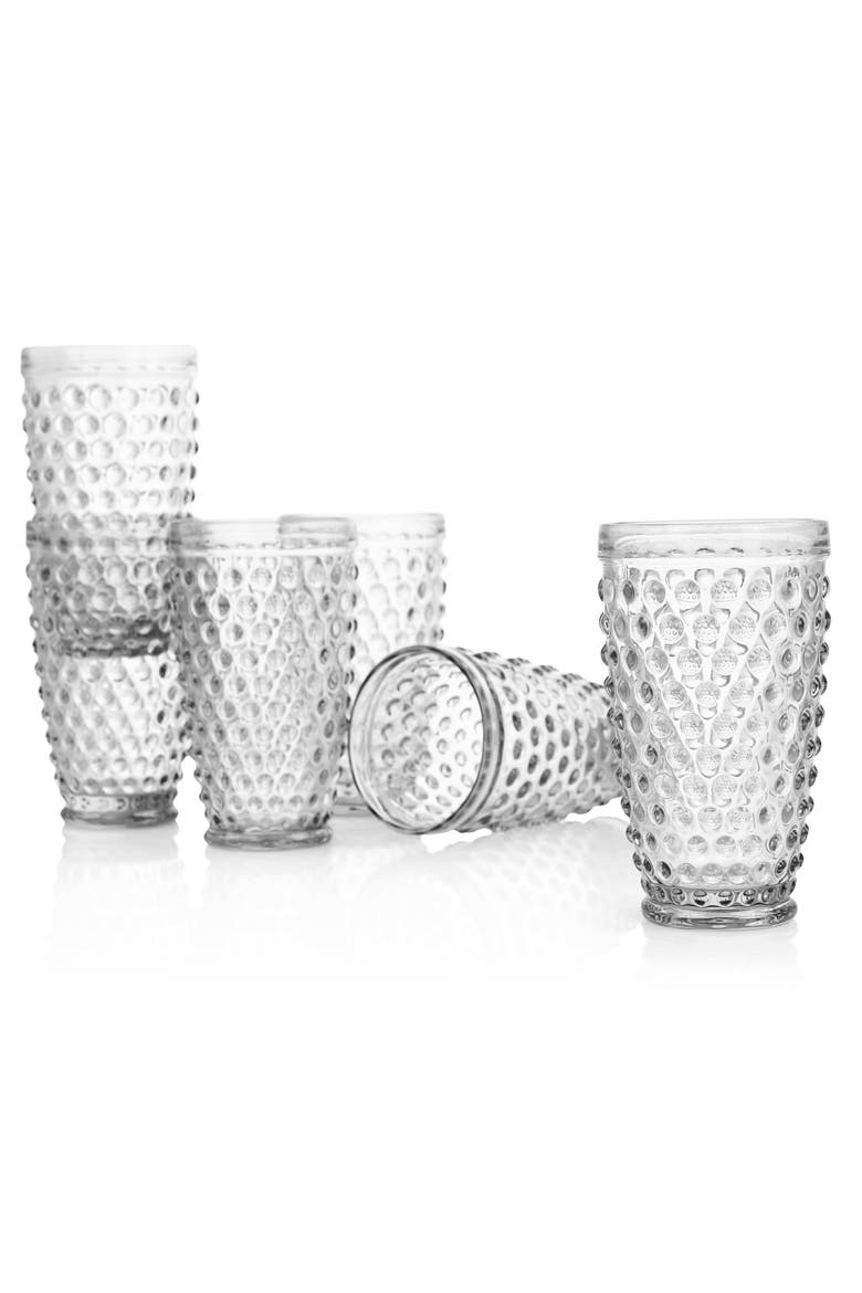 6 Piece Hobnail Handmade Glass Tumbler Set, Alternate, color, Clear