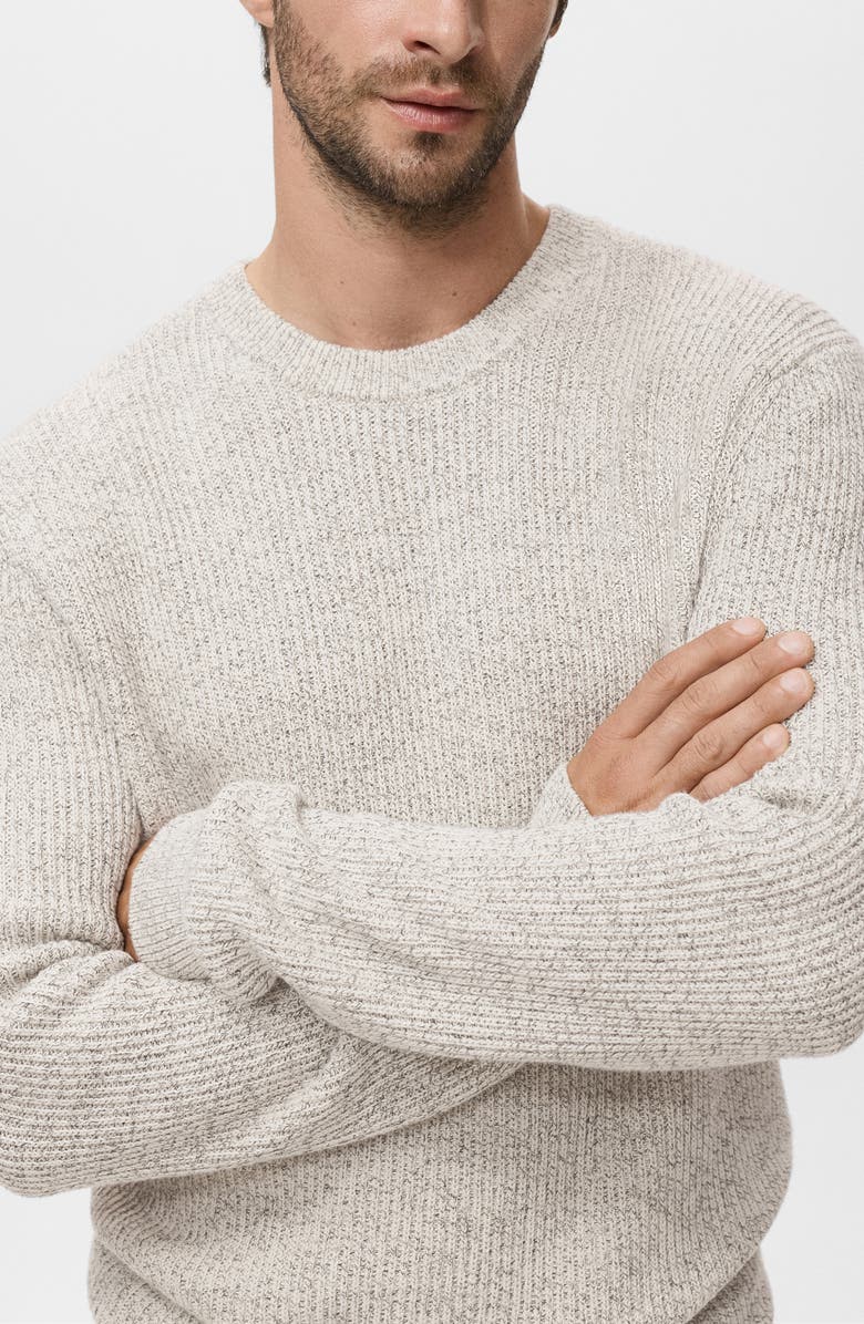MANGO Marled Cotton Crewneck Sweater, Alternate, color, Off White