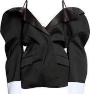 Givenchy Slashed Cold Shoulder Wool Jacket