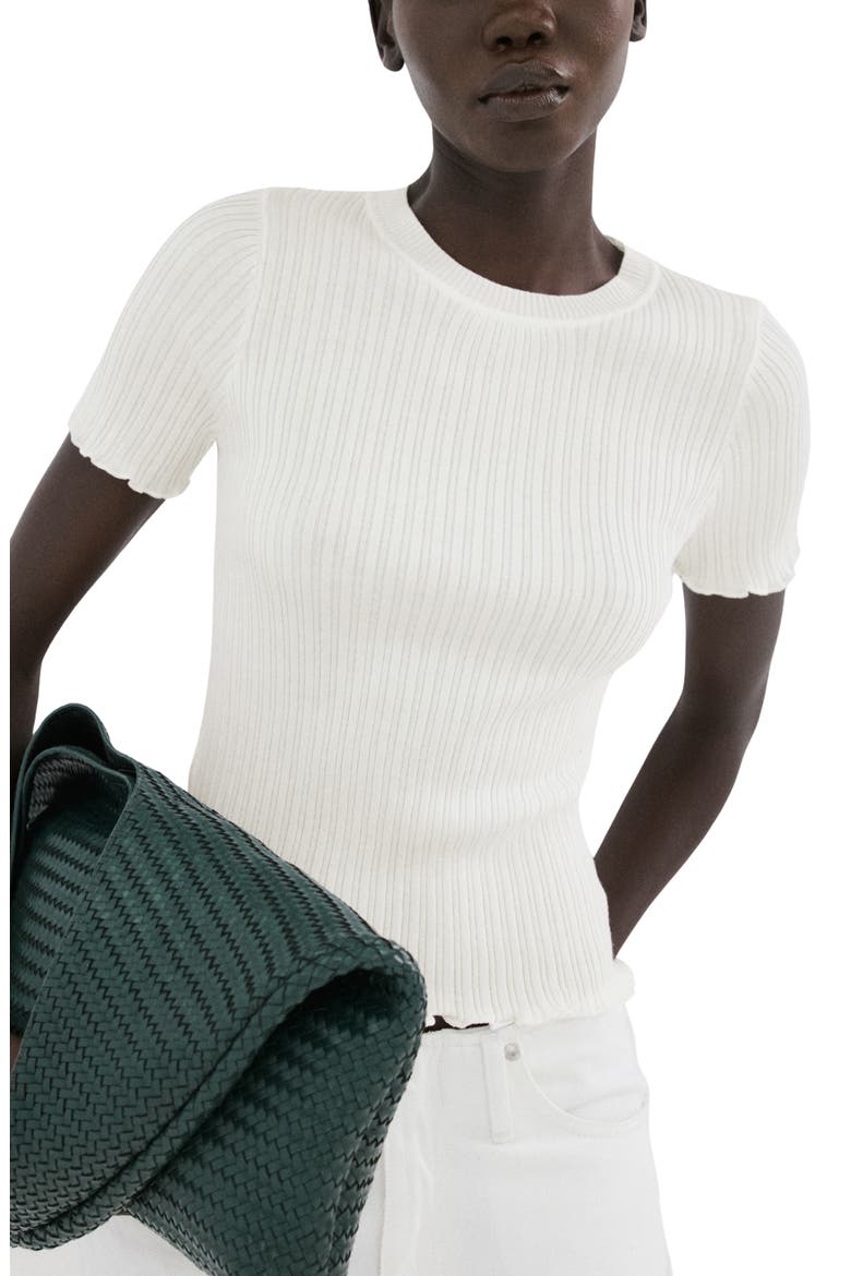 Cotton Blend Rib T-Shirt, Main, color, ECRU