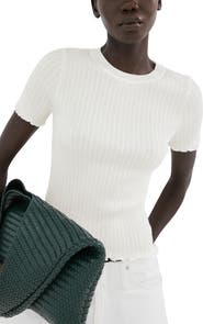 MANGO Cotton Blend Rib T-Shirt