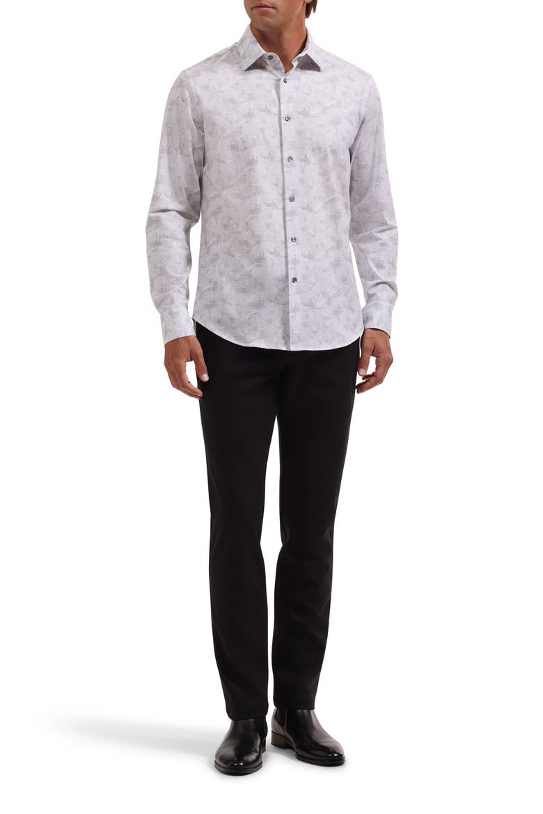James OoohCotton® Abstract Jacquard Button-Up Shirt, Alternate, color, PLATINUM