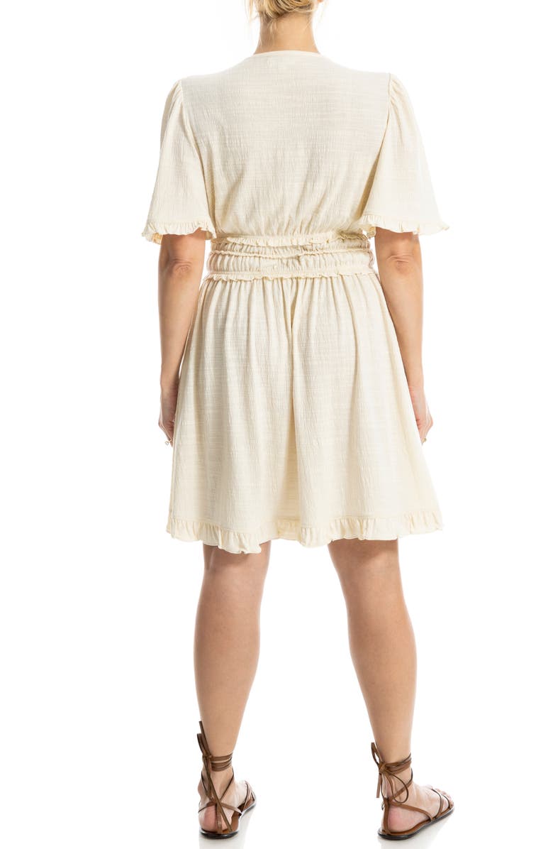 MAX STUDIO V-Neck Flutter Sleeve Short Dress, Alternate, color, Eggshell