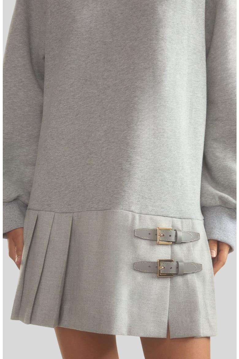 Preston Pleated Sweatshirt Dress, Alternate, color, Heather Grey