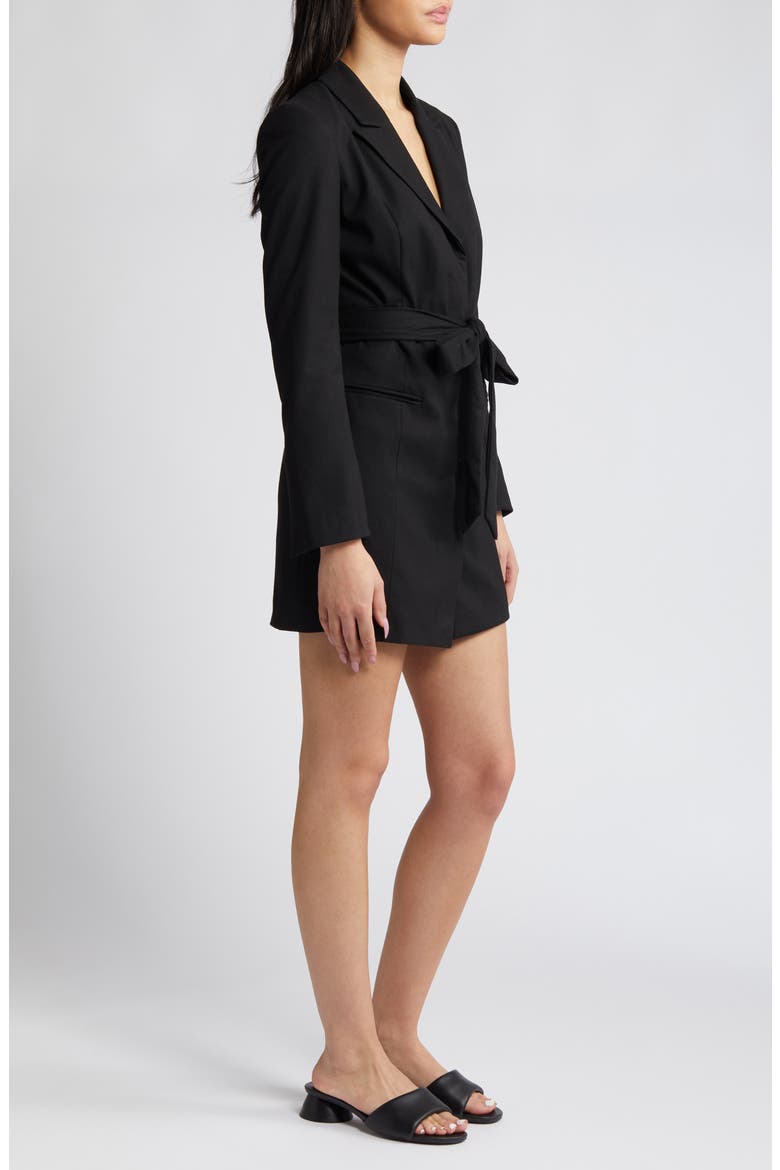 Long Sleeve Blazer Minidress, Alternate, color, BLACK