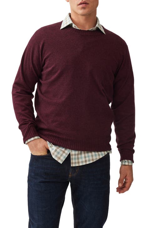 Nordstrom NWT Men's outlet Bird's Eye Crewneck Sweater Burgundy Fudge Large