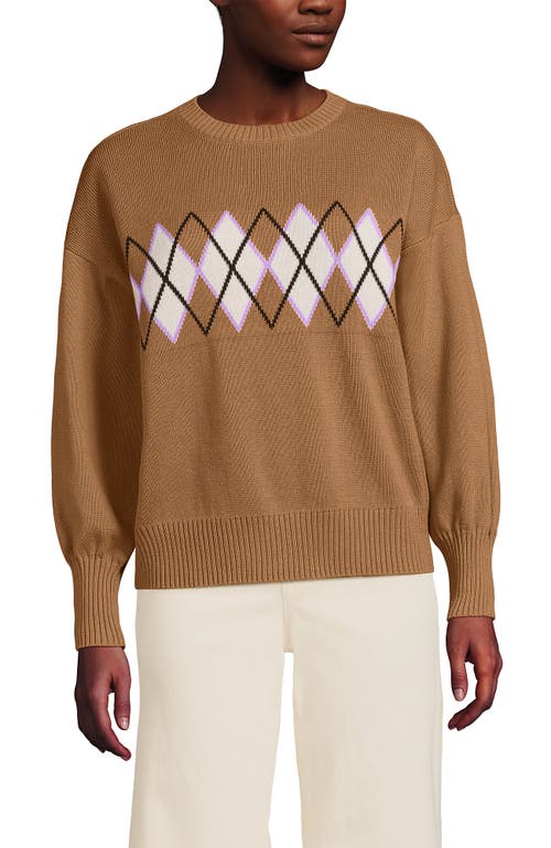 Lands' End Drifter Jersey Crewneck Sweater In Brown