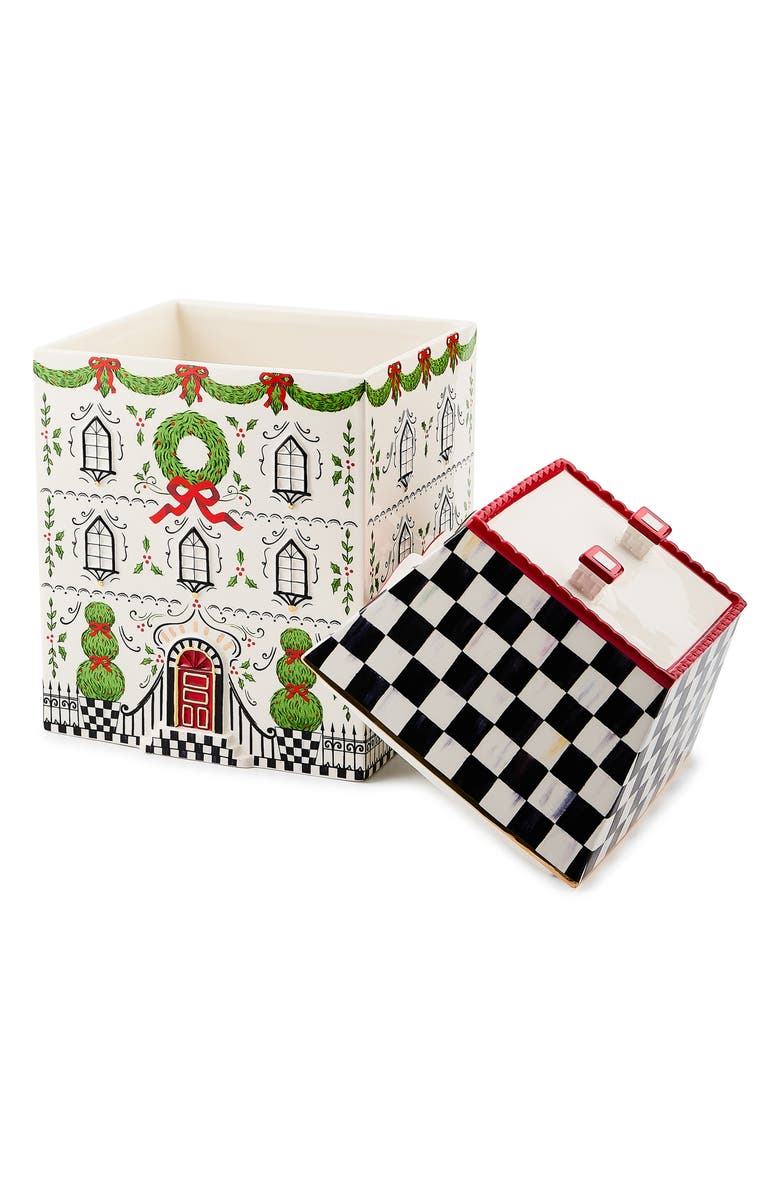 MACKENZIE CHILDS Holly Village Cookie Jar, Alternate, color, White