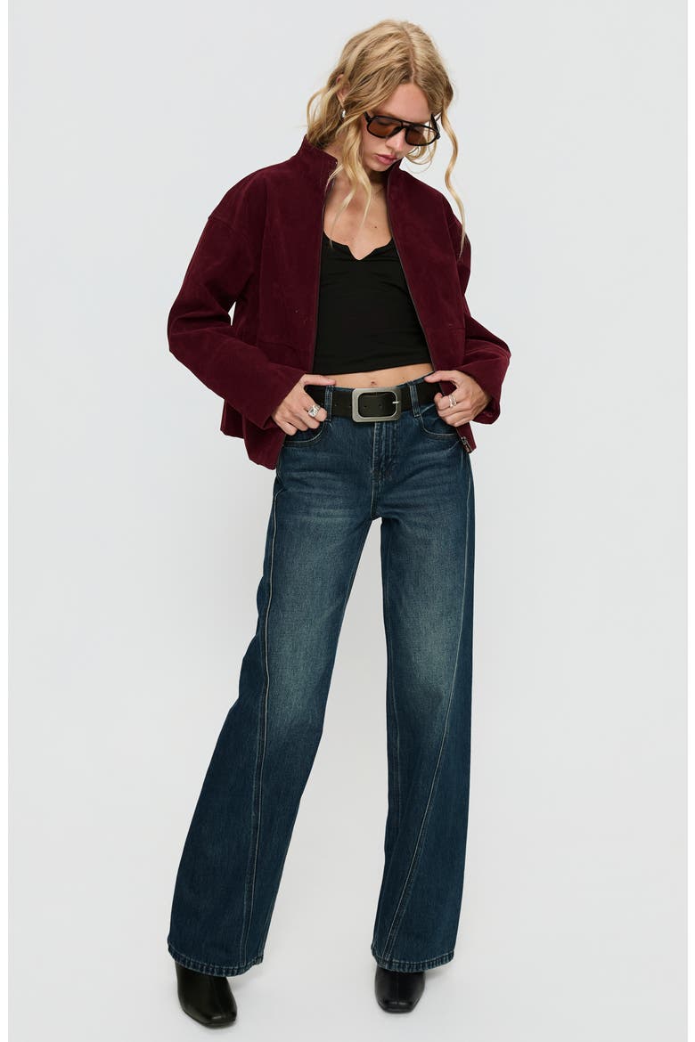 Jessalynn Faux Suede Full Zip Jacket, Alternate, color, BURGUNDY