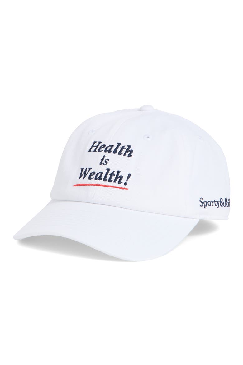 Health Is Wealth Embroidered Baseball Cap, Main, color, WHITE