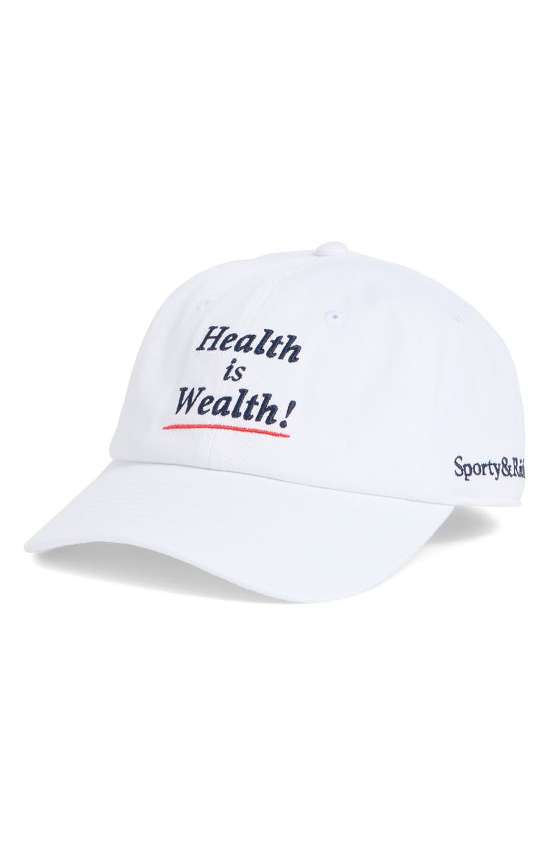 Sporty & Rich Health Is Wealth Embroidered Baseball Cap, Main, color, 