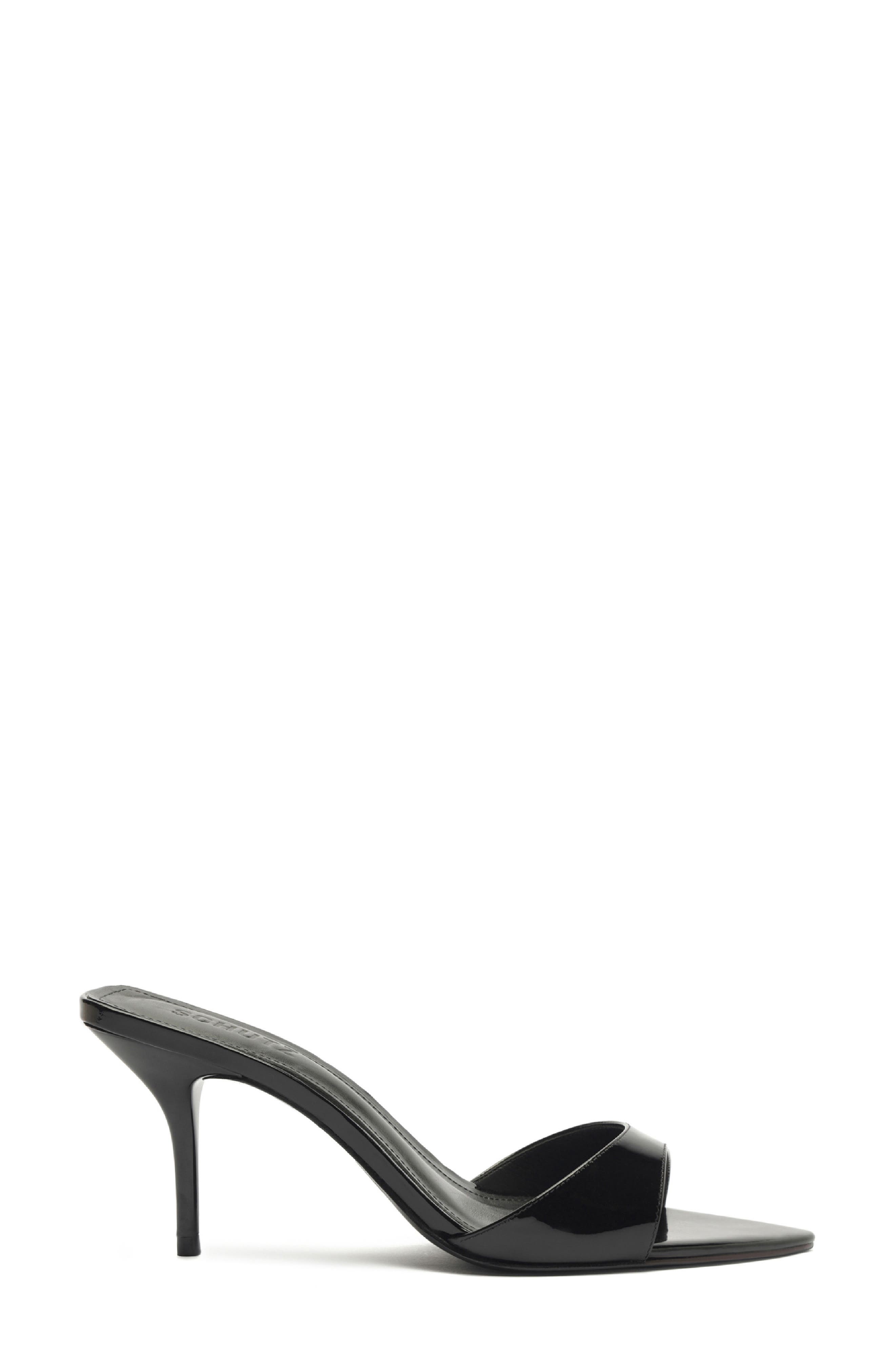 Schutz Elodie Pointed Toe Sandal, Alternate, color, Black Patent