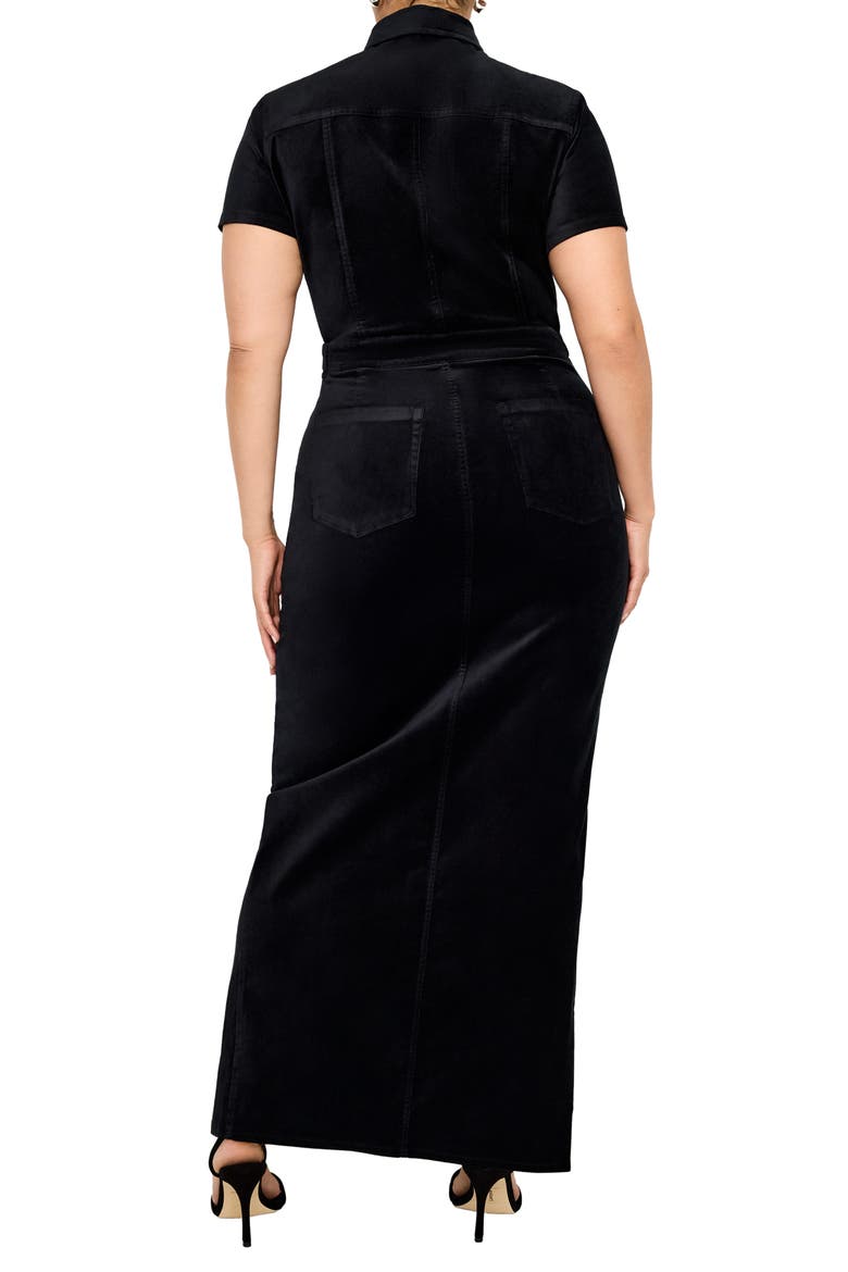 Fit for Success Velvet Maxi Shirtdress, Alternate, color, BLACK001