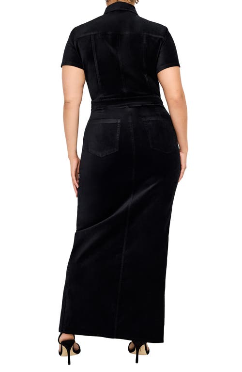Shop Good American Fit For Success Velvet Maxi Shirtdress In Black001