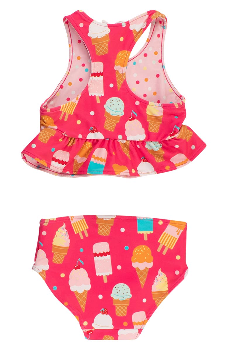 RuffleButts Kids' Sweet Scoops Reversible Two-Piece Swimsuit, Alternate, color, Pink