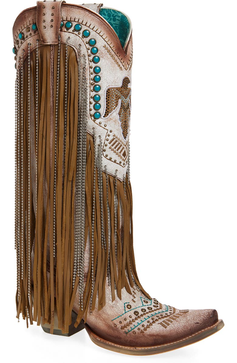 CORRAL Embroidered Fringe Western Boot, Main, color,