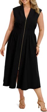 Kensie Front Zip Midi Dress
