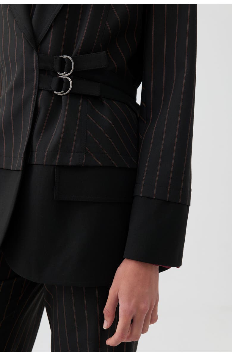 Nocturne Striped Double Breasted Jacket with Belt Detail, Alternate, color,