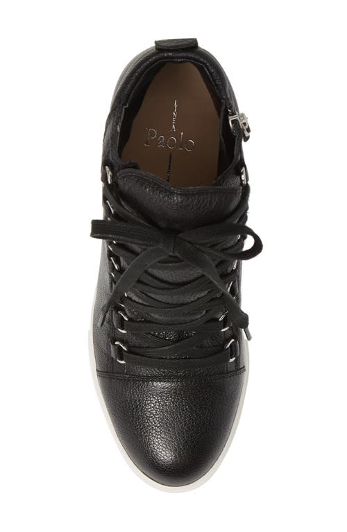 Shop Linea Paolo Fenton Wedge Sneaker In Black Tumbled Leather