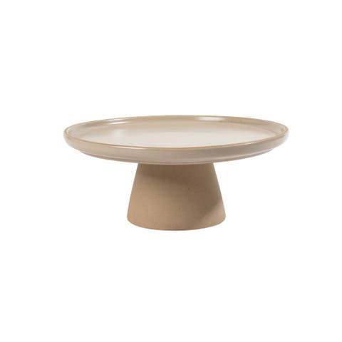 Turtle Rock 10.2-inch Stoneware Pedestal Cake Stand