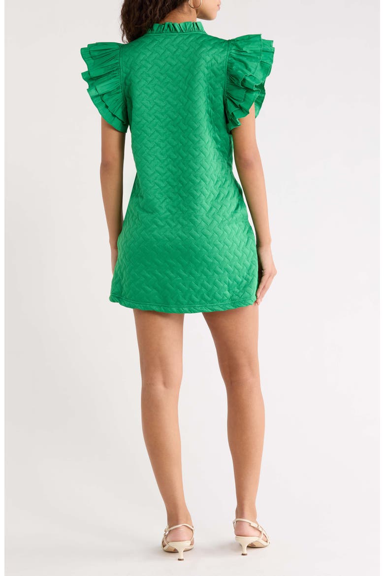 Yulia Flutter Sleeve Quilted Shift Minidress, Alternate, color, KELLY-GREEN