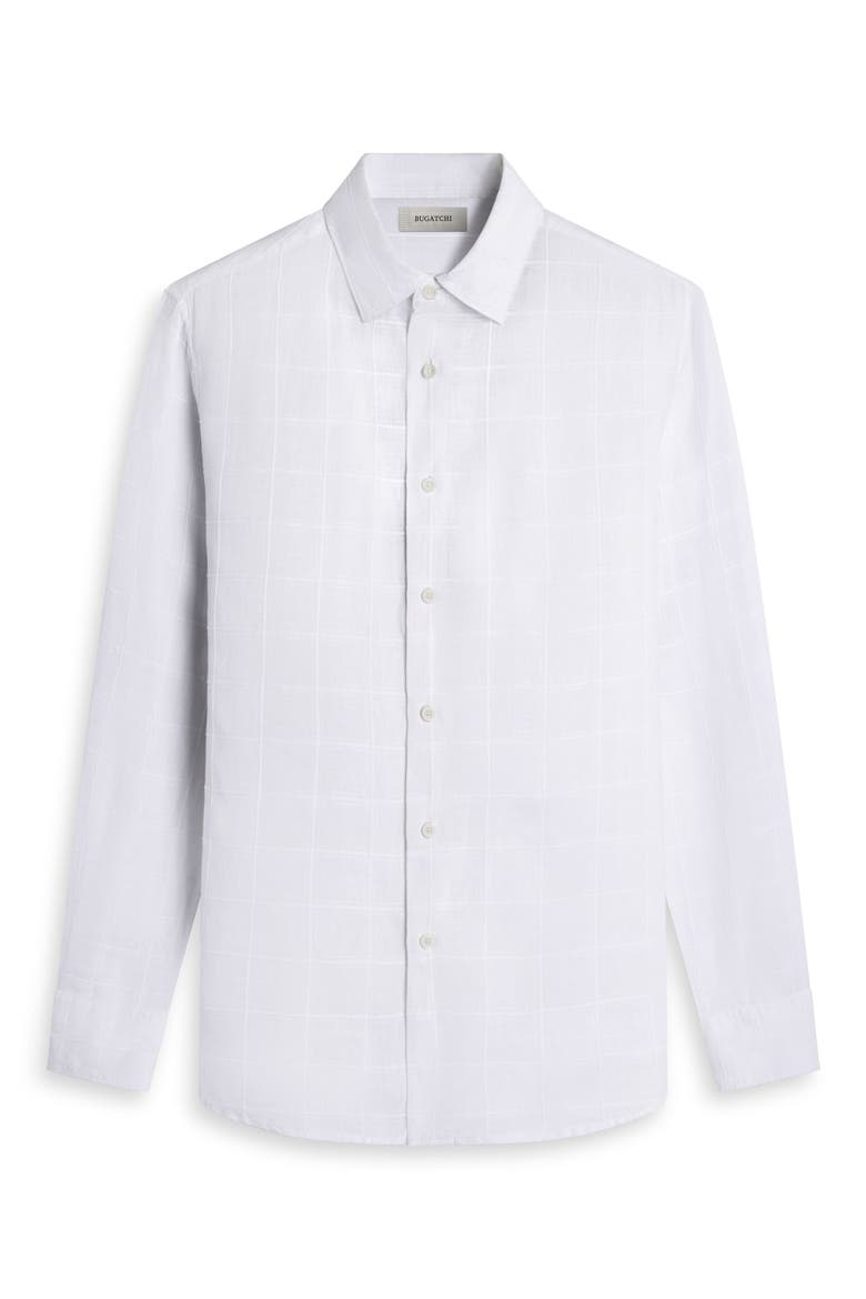 Julian Windowpane Linen Blend Button-Up Shirt, Alternate, color, WHITE