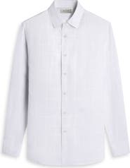 Bugatchi Julian Windowpane Linen Blend Button-Up Shirt