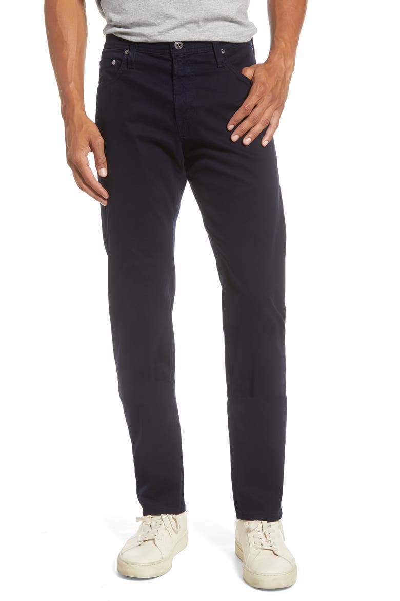 Tellis Sueded Stretch Sateen Slim Leg Pants (Nordstrom Exclusive), Main, color, RICH NAVY