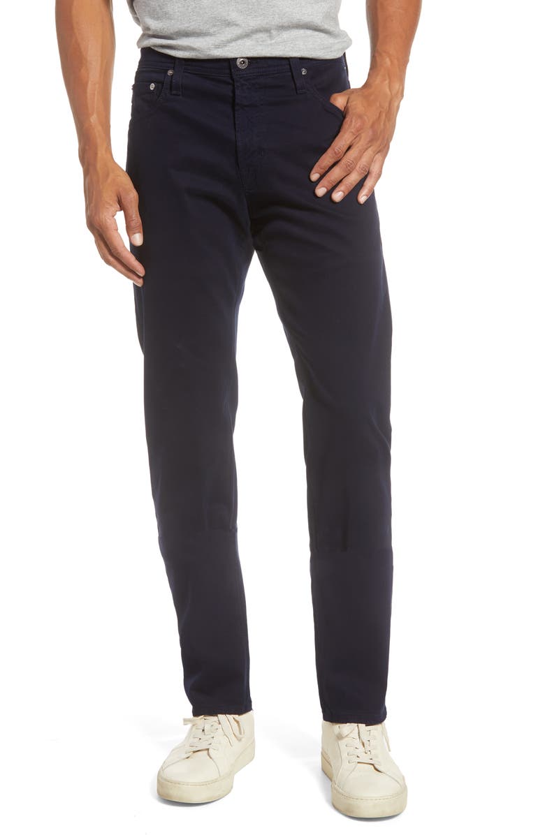 AG Tellis Sueded Stretch Sateen Slim Leg Pants, Main, color, Rich Navy