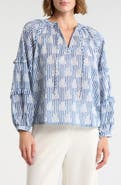 ELIE ELIE TAHARI Tie Keyhole Long Sleeve Top
