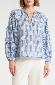 ELIE ELIE TAHARI Tie Keyhole Long Sleeve Top