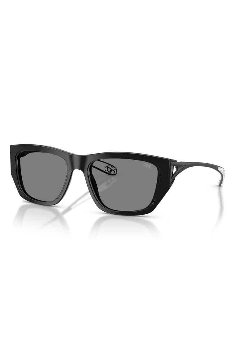 DIESEL<sup>®</sup> DL2006F 54mm Square Sunglasses, Alternate, color, Black / Dark Grey
