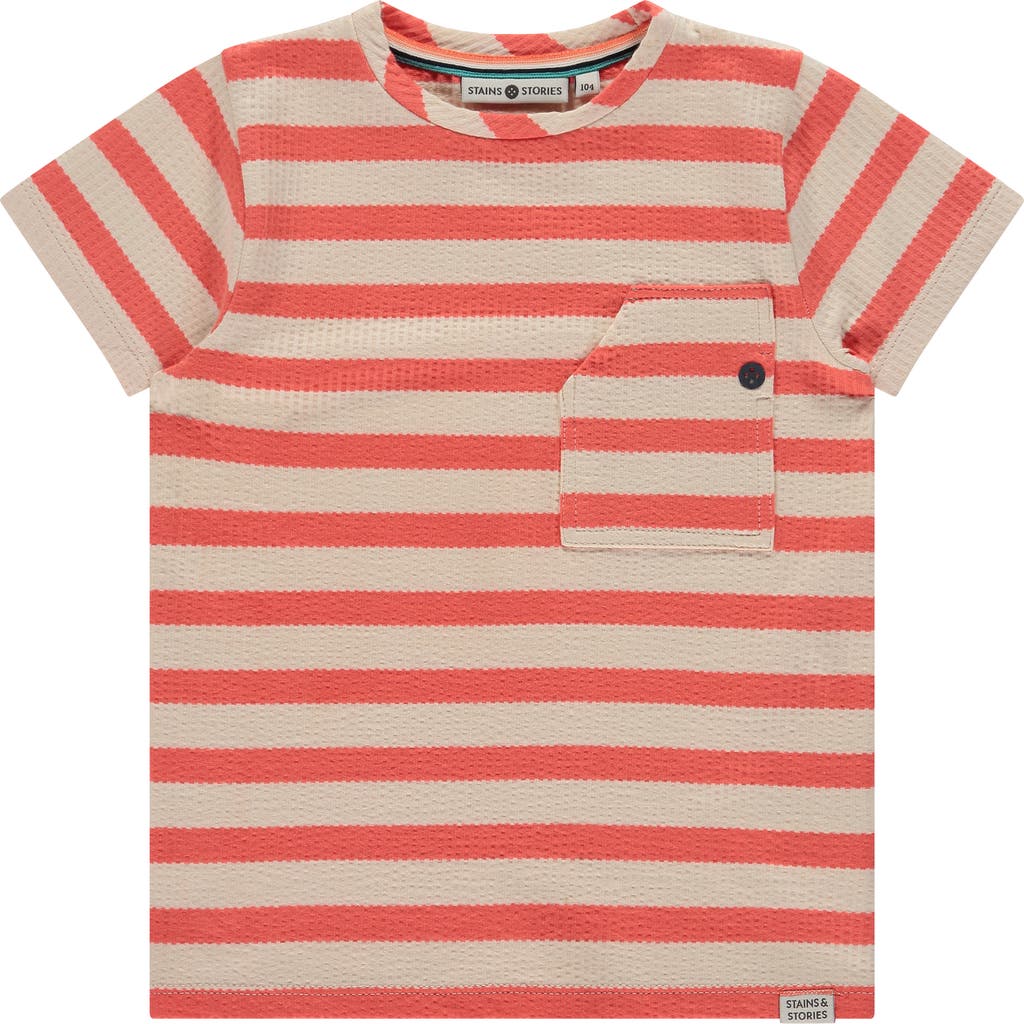 Stains And Stories By Babyface Textured Striped Short Sleeve T-shirt In Multi