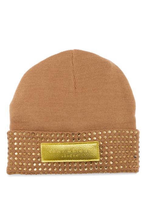 Logo Patch Crystal Cuff Beanie