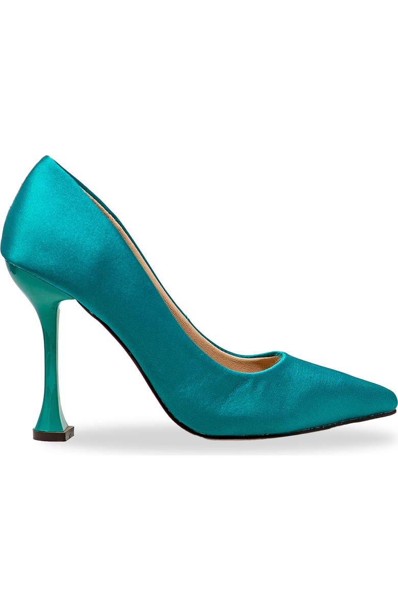 CHASE AND CHLOE Yasmin Pointed Toe Pump, Alternate, color, Turquoise Satin