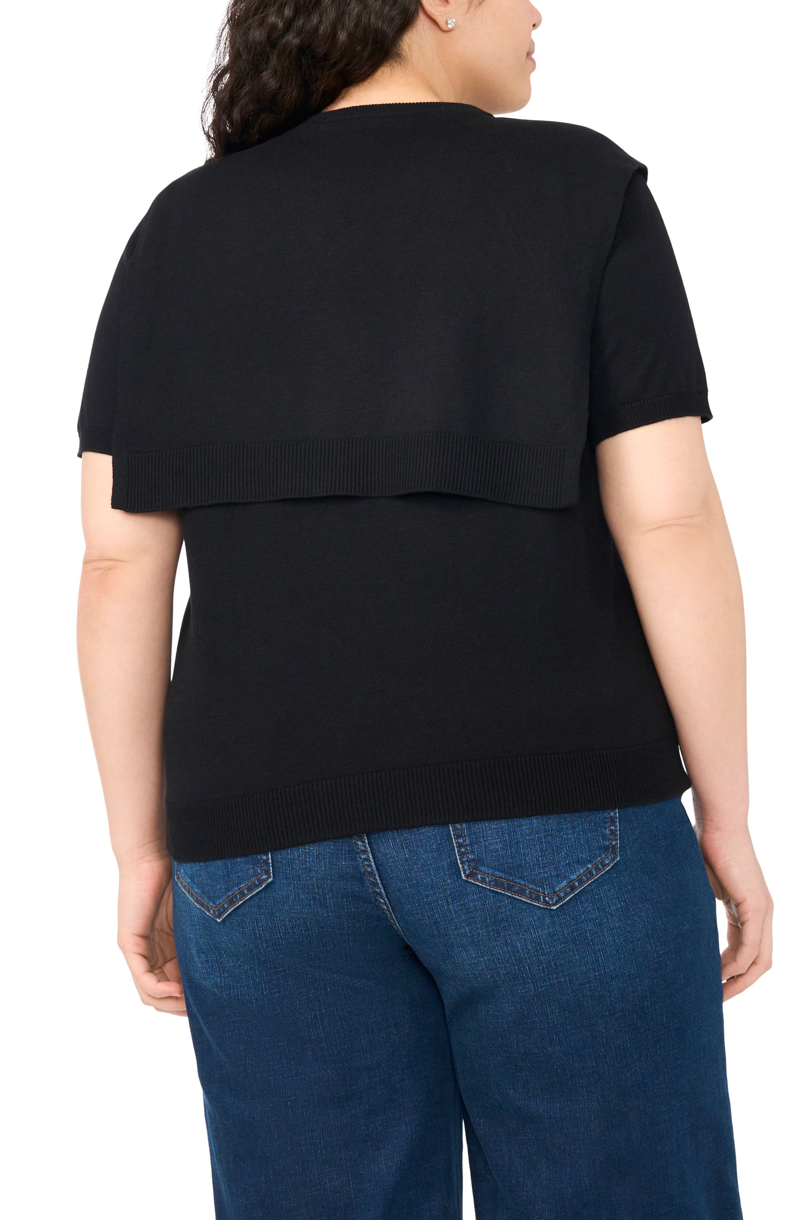 Shoulder Wrap Short Sleeve Sweater - image 2