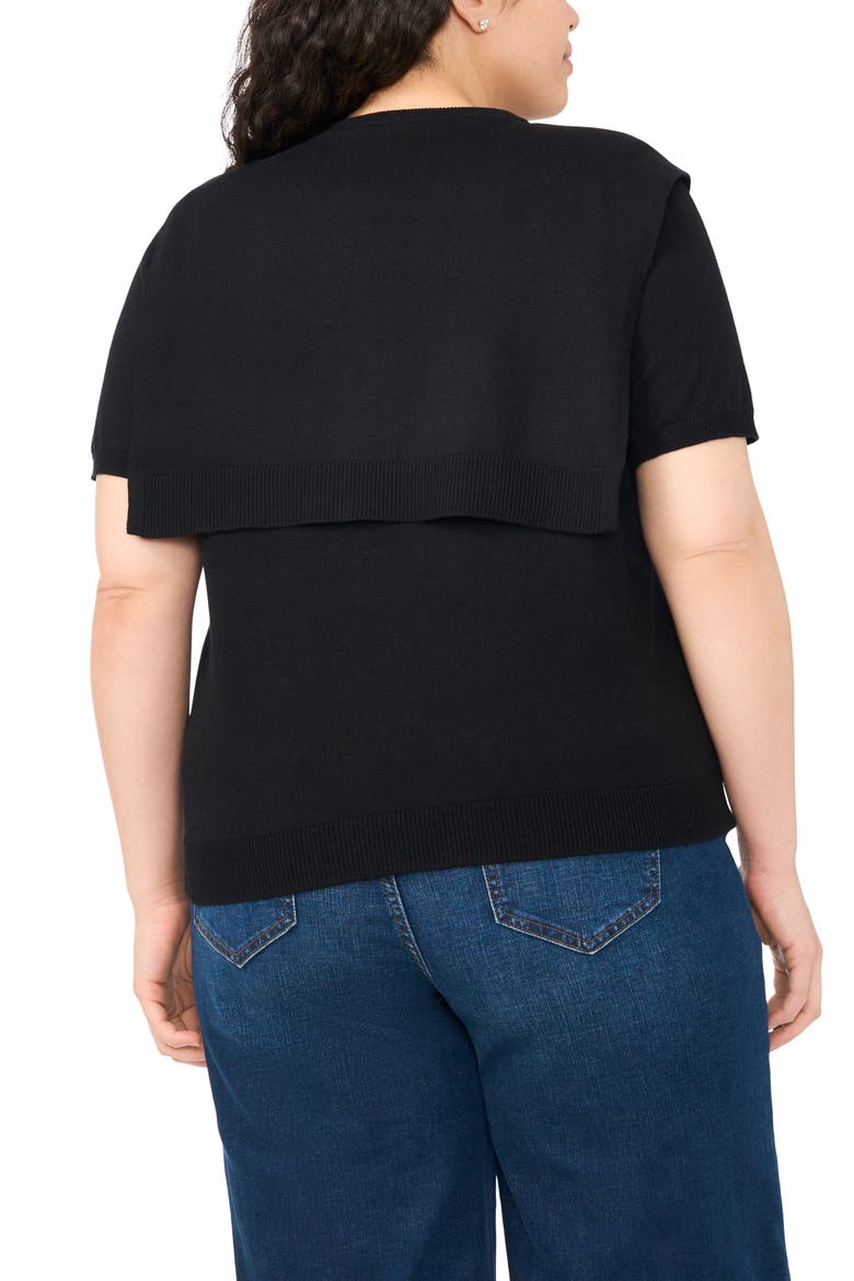 Shoulder Wrap Short Sleeve Sweater, Alternate, color, RICH BLACK