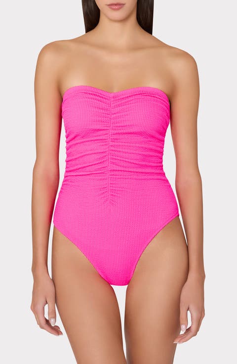 Textured Ruched One-Piece Swimsuit