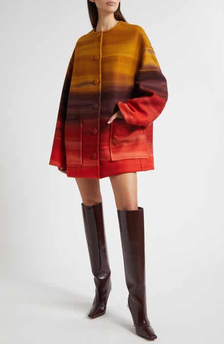 Ulla Johnson Ambrose Ombré Stripe Oversize Melton Wool Blend Coat