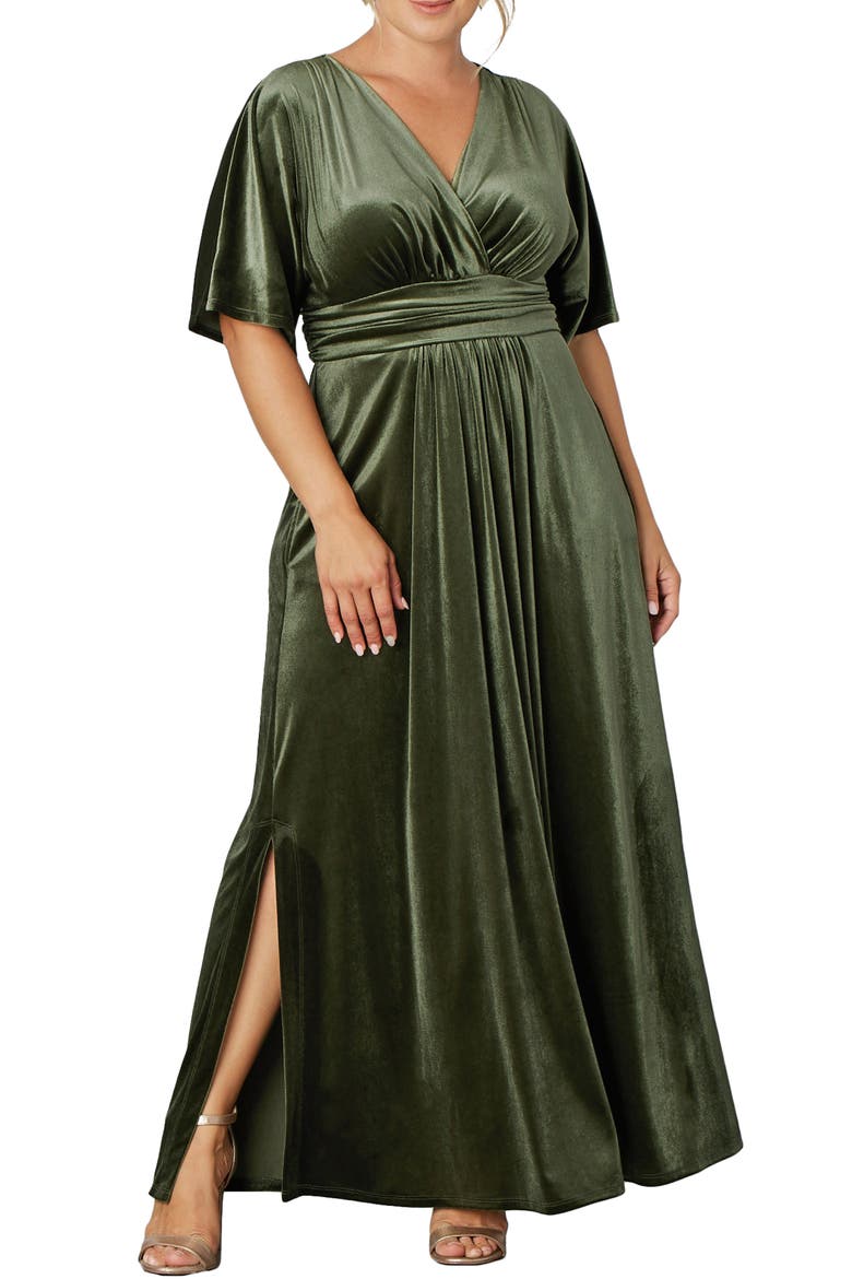 Verona Velvet Gown, Main, color, OLIVE