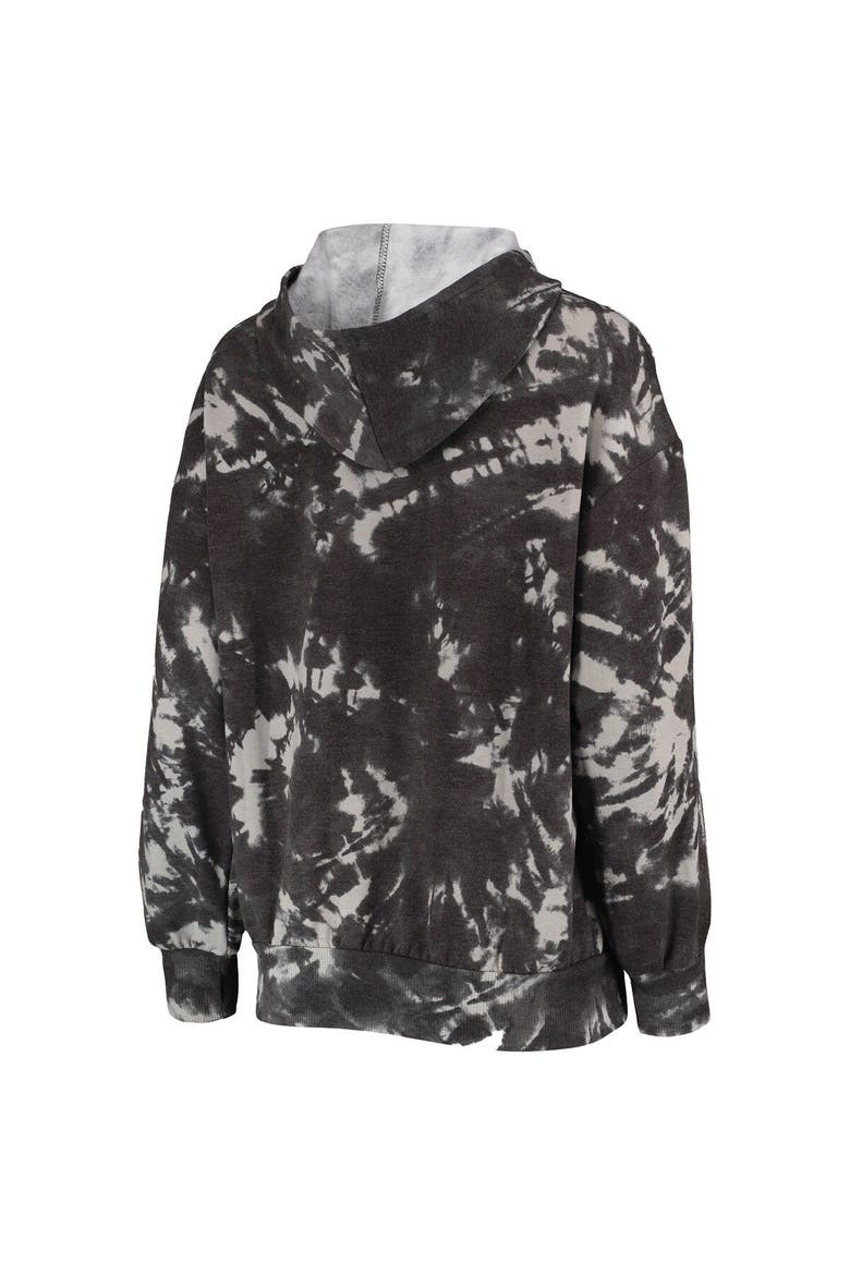 Women's Majestic Threads Black Los Angeles Lakers Burble Tie-Dye Tri-Blend Pullover Hoodie, Alternate, color, Black