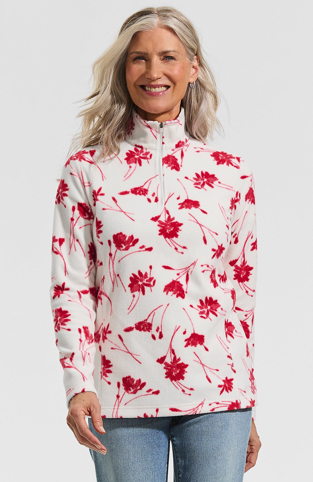 Ivory/Red Tossed Floral