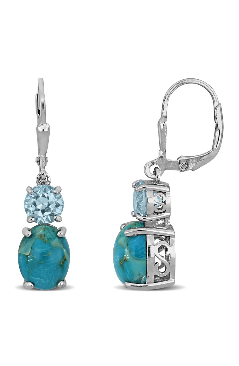 Julianna B. Turquoise & Blue Topaz Two-Stone Earrings, Main, color,